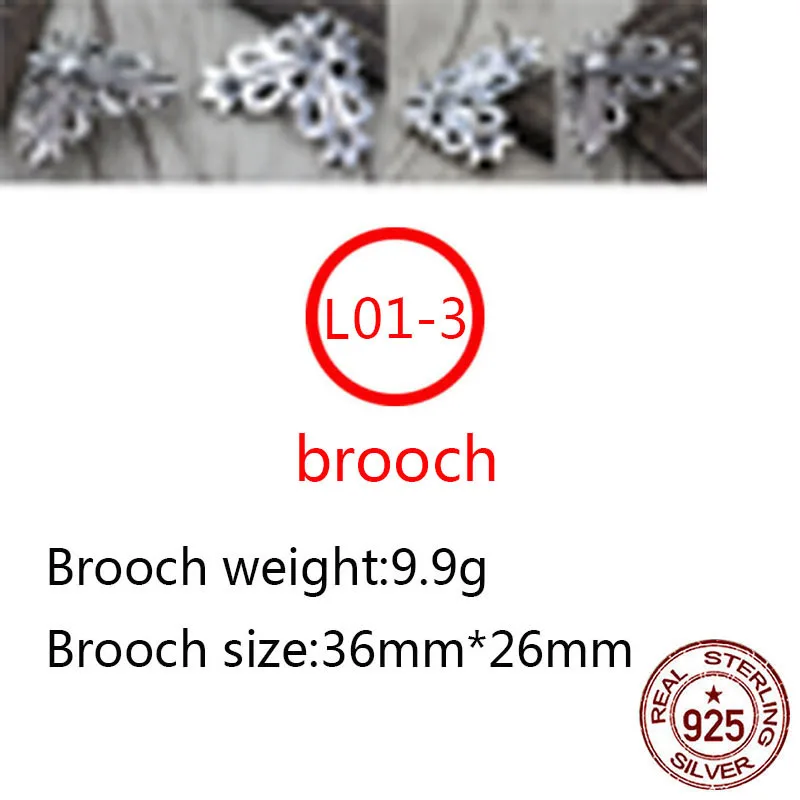 

L01-3 S925 sterling silver brooch retro personality simple punk hip-hop style fashion jewelry cross flower shape birthday gift