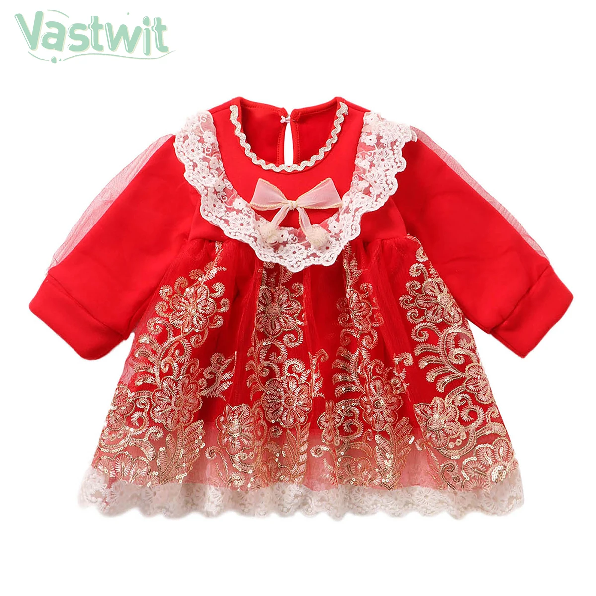 

Kids Girls Dresses Winter Children Lace Embroidery Dress Baby Princess Bowknot Mesh Tutu Dress Girl Korean Velvet Party Clothes