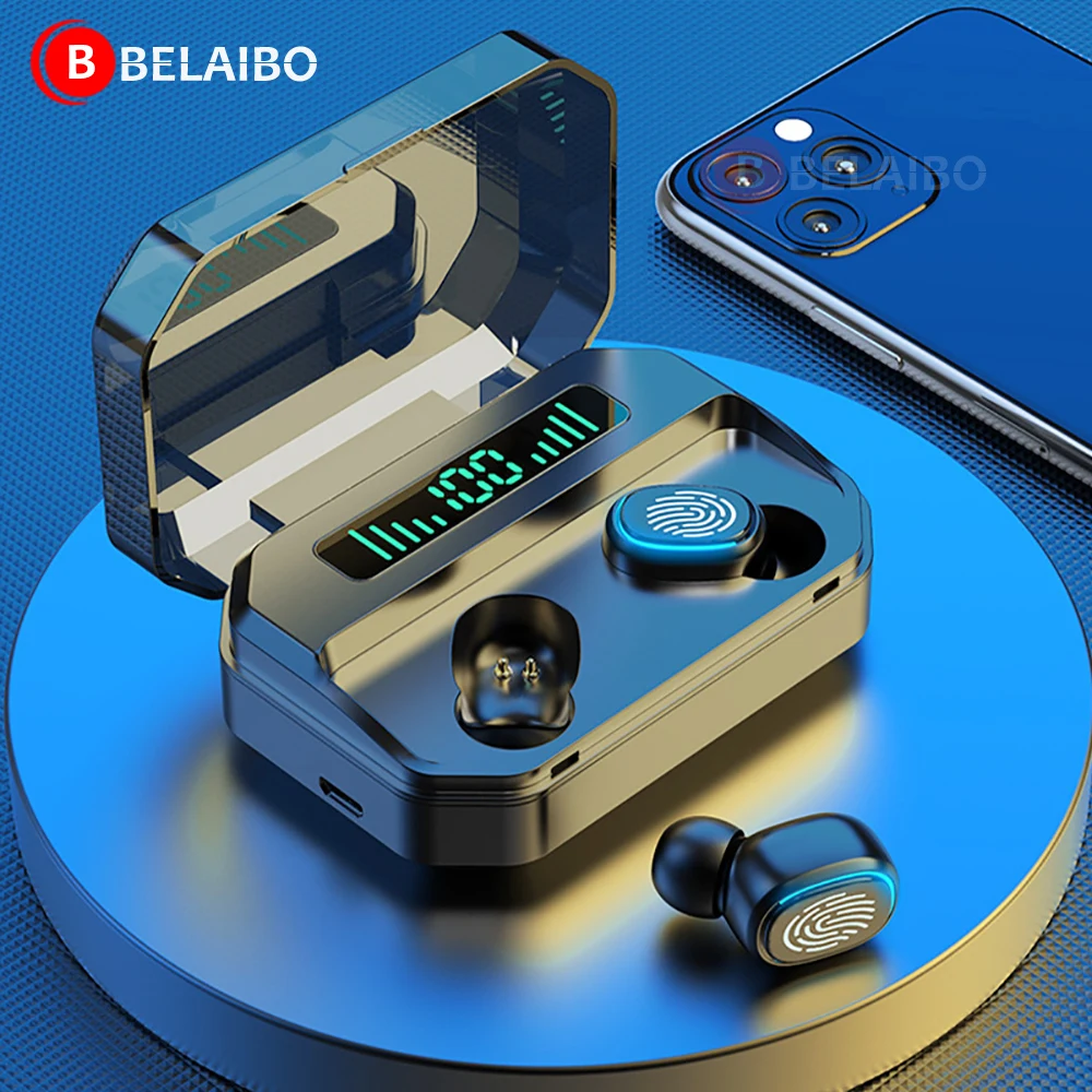 

TWS Bluetooth 5,0 наушники, беспроводные наушники с сенсорным управлением, 9D стерео спортивные наушники-вкладыши, гарнитура для геймеров, наушники ...