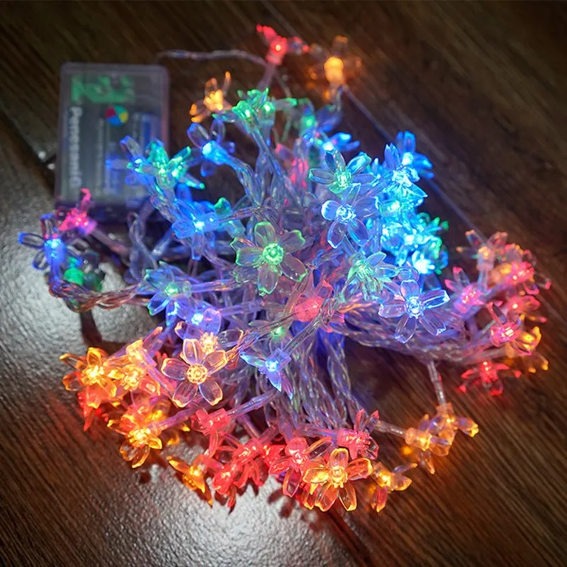

LED Cherry Blossom Garland String Light Battery Powered Crystal Flowers Fairy Lamp Holiday Lighting Wedding Christmas Decoration