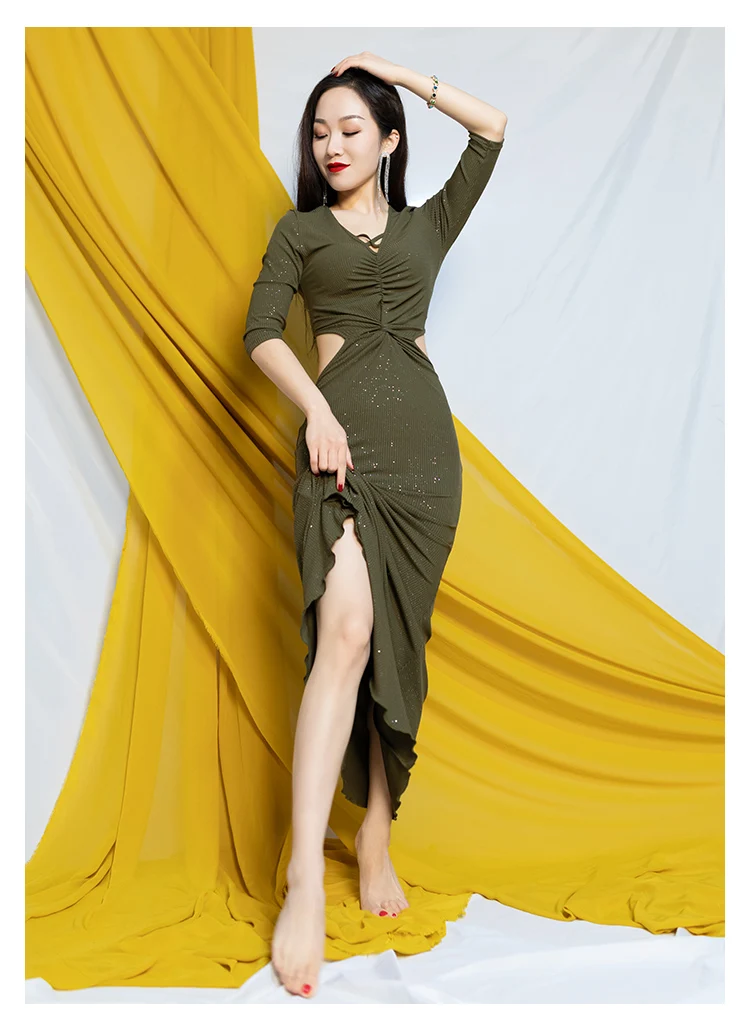 Женский костюм для танца живота тренировочный выступлений цельное длинное