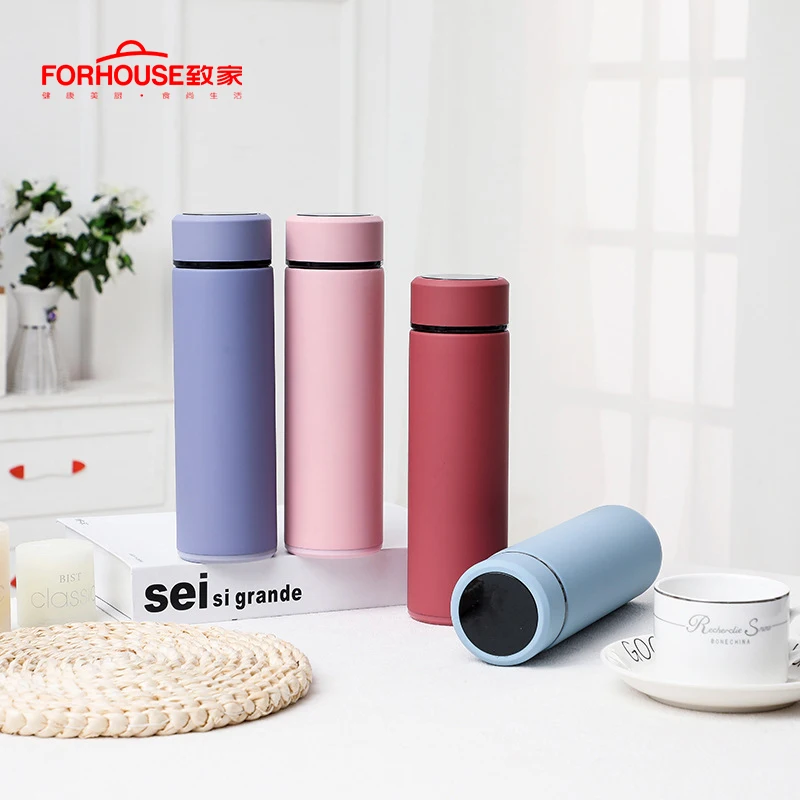 

304 Stainless Steel Water Bottle Vacuum Insulated Flask Thermal Smart Temperature Display Tea Funnel