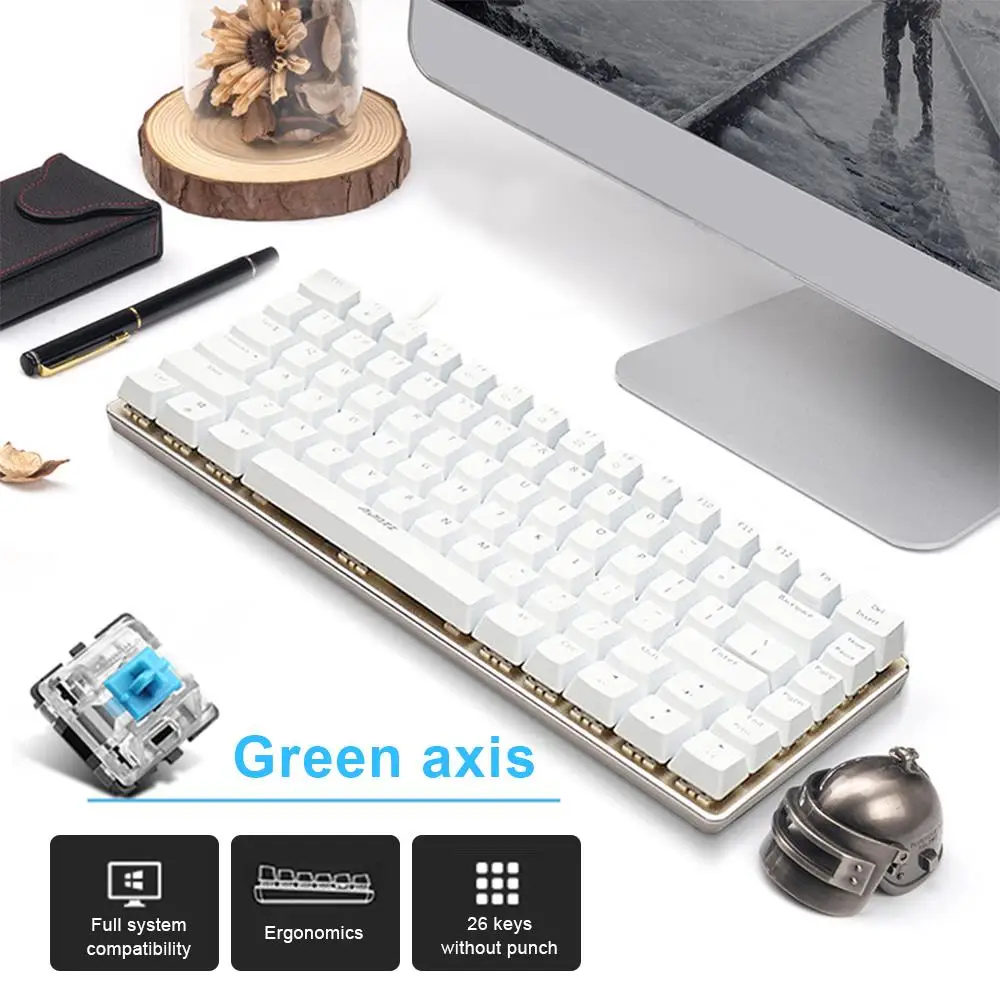 

USB Keypad Keyboard 104keys White Plastic E-Sports Gadget Exquisite Cool Mechanical Keyboard