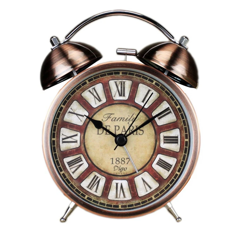 

Digo Retro Alarm Clock 4 Inch Battery Quartz Metal Bedside Desk Digital Clocks Decor Table for Home Bedroom Kids Old Man