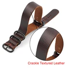 Ремешок для часов Onthelevel из текстурированной кожи, браслет Zulu Nato 18 мм 20 мм 22 мм с черной пряжкой, длинный Браслет # D