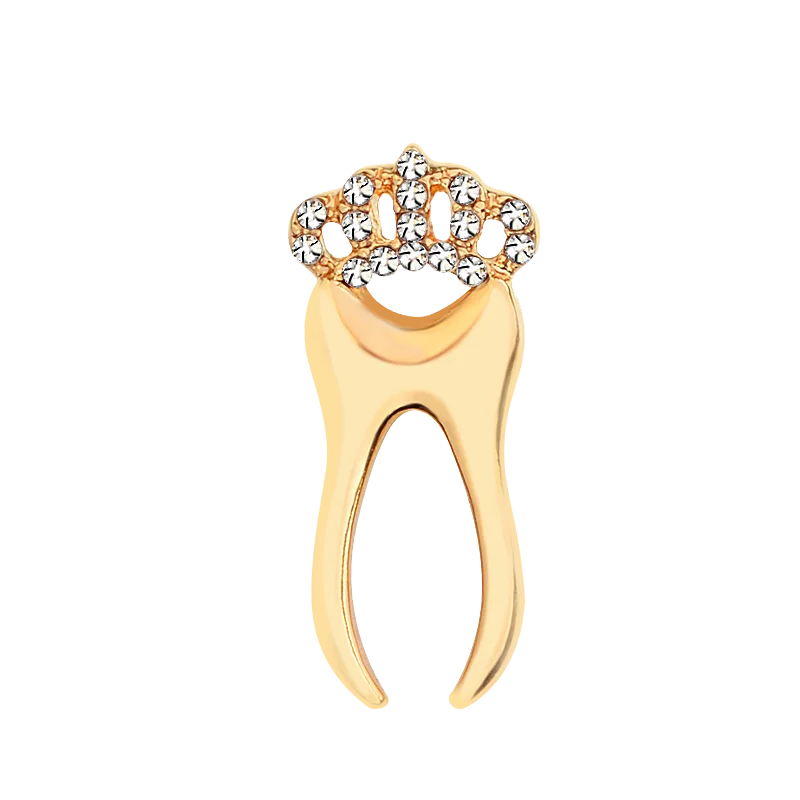 Gold Teeth Эмалированные булавки для зубов, золото, серебро, зуб, анатомия сердца, значок доктора медсестры, стоматолога, куртки, нагрудные броши, орган, медицинские украшения, подарки - Окраска металла: Gold Teeth