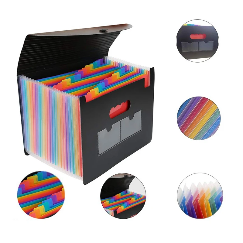 24-Layer Big Document Bag Rainbow Accordion A4 Classification Test Papers Tool Business Expanding File Folders Filing Products | Канцтовары