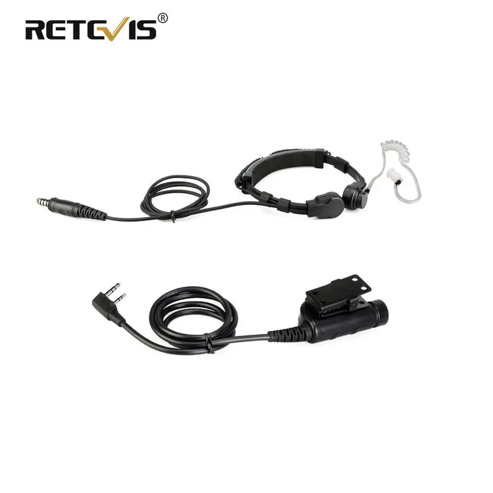 

3-6 RETEVIS ETK006 Adjustable Tactical Throat Mic With PTT throat microphone Headphones Walkie Talkie For Airsoft Games