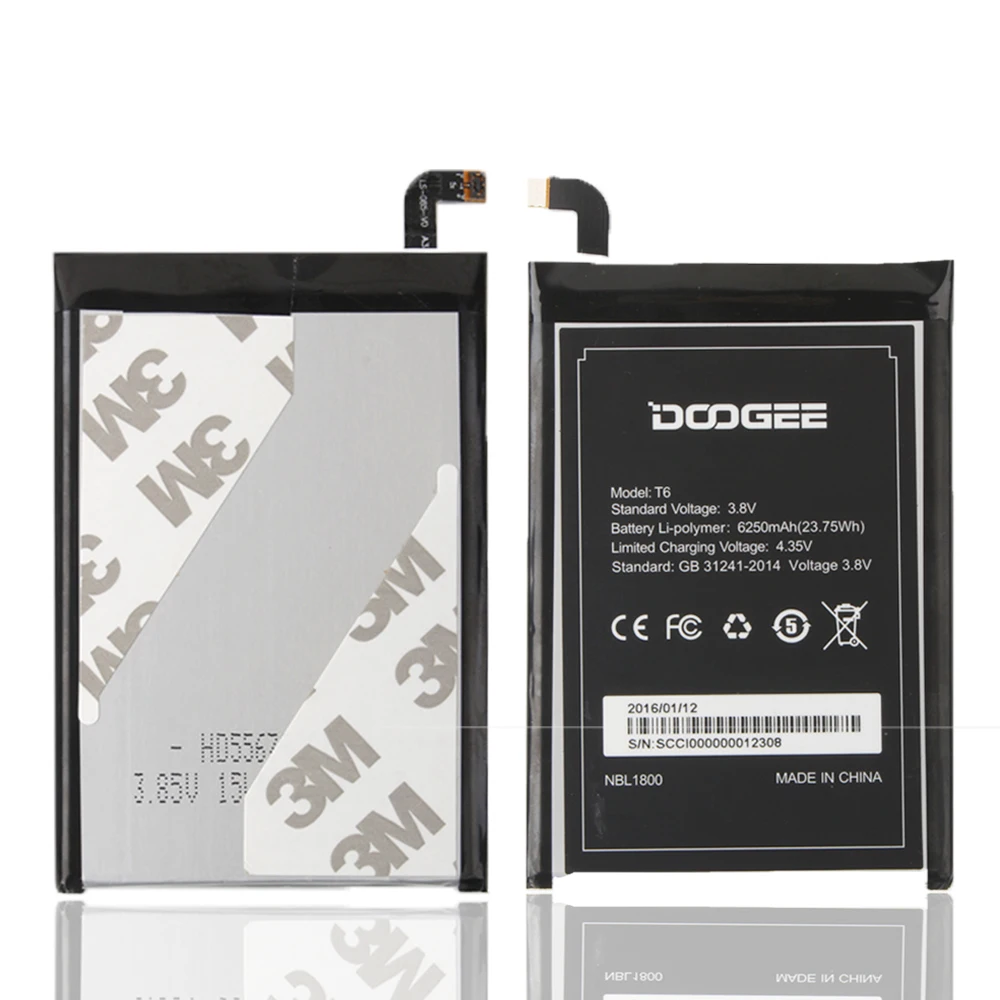 doogee t6 pro battery 6250mah 100 original new replacement accessory accumulators for doogee t6 smart phone tools free global shipping