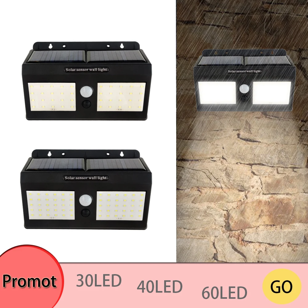 1 шт. Солнечный настенный светильник уличный Водонепроницаемый светодиодный