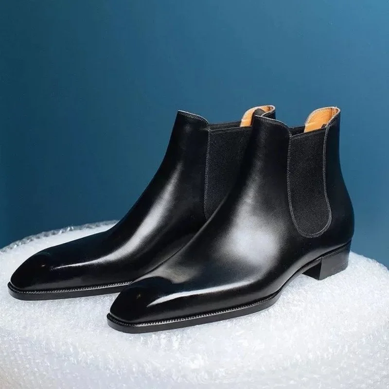 

Men's Boots New Fashion Pu Leather Slip-on Chelsea Boot Male Casual Business British Style Dress Shoes Zapatos Para Hombre KA005
