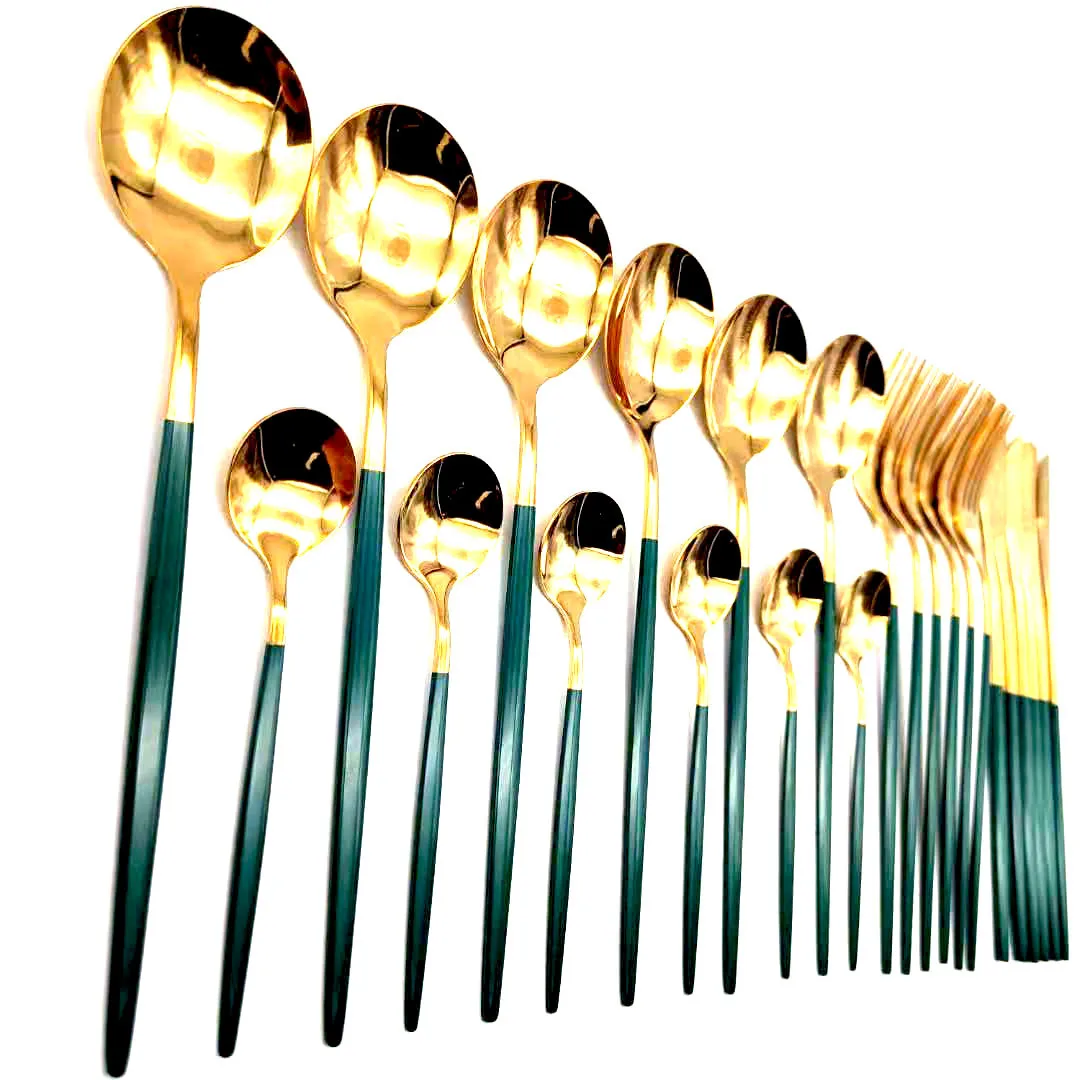 

Gold Cutlery 24 Pcs 304 Stainless Steel blue Gold Cutlery Set Tableware Set Fork Spoon Knife Set Gift Dinnerware Set Box