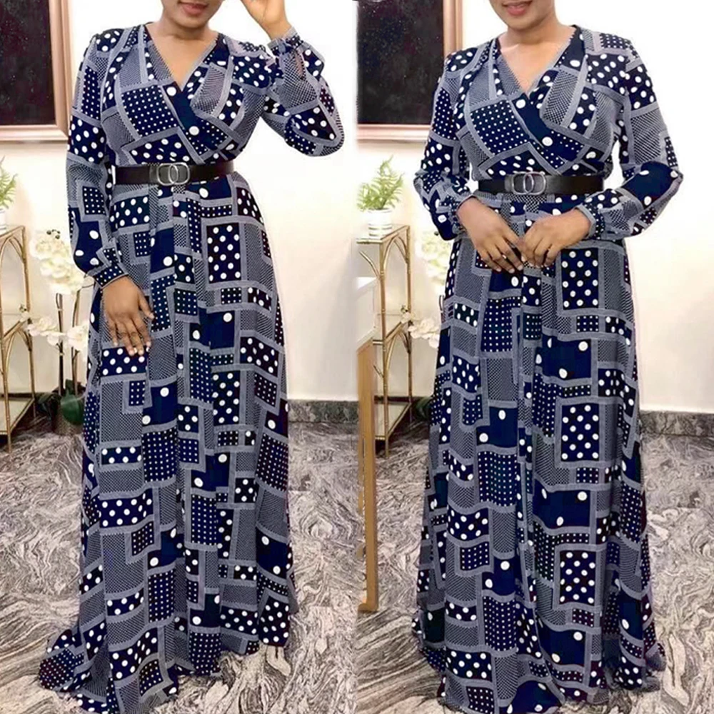 

MD Maxi Dresses For Women Summer 2021 New Fashion African Dashiki Print Dress Long Sleeve Kaftan Party Prom Gown Hippie Clothes