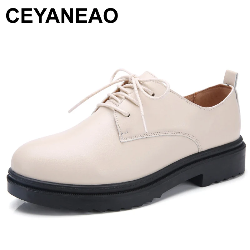 

CEYANEAO2019 new arrival summer women's casual leather shoes Women's lace shoes women's moccasins plus Size35-40E025