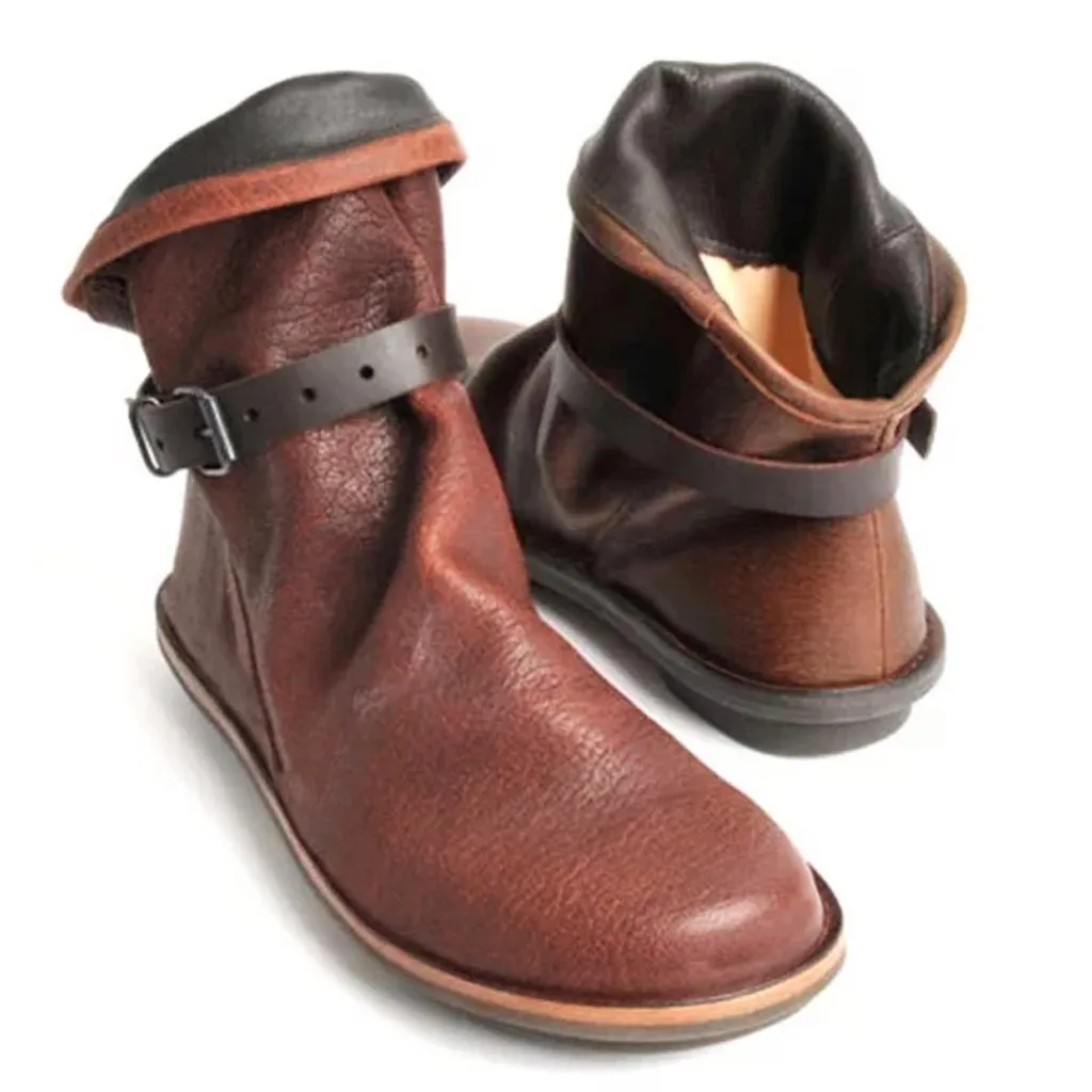 Ботинки в римском стиле для мужчин и женщин однотонные кожаные сапоги