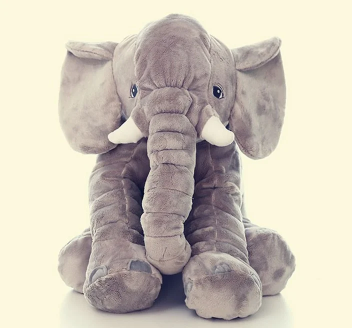 

[Funny] 60CM Giant Elephant Plush Toy soft Skin Infant Stuffed Animal Doll Kids Sleeping pillow cover (without stuff) Baby Toy