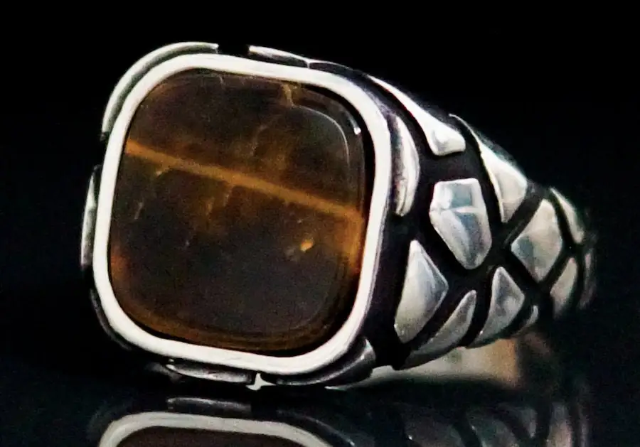 

Tiger Eye Stone, Silver 925k Mens Ring, Signet Ring, Handmade Ring, jewelry Gift For Him and Each