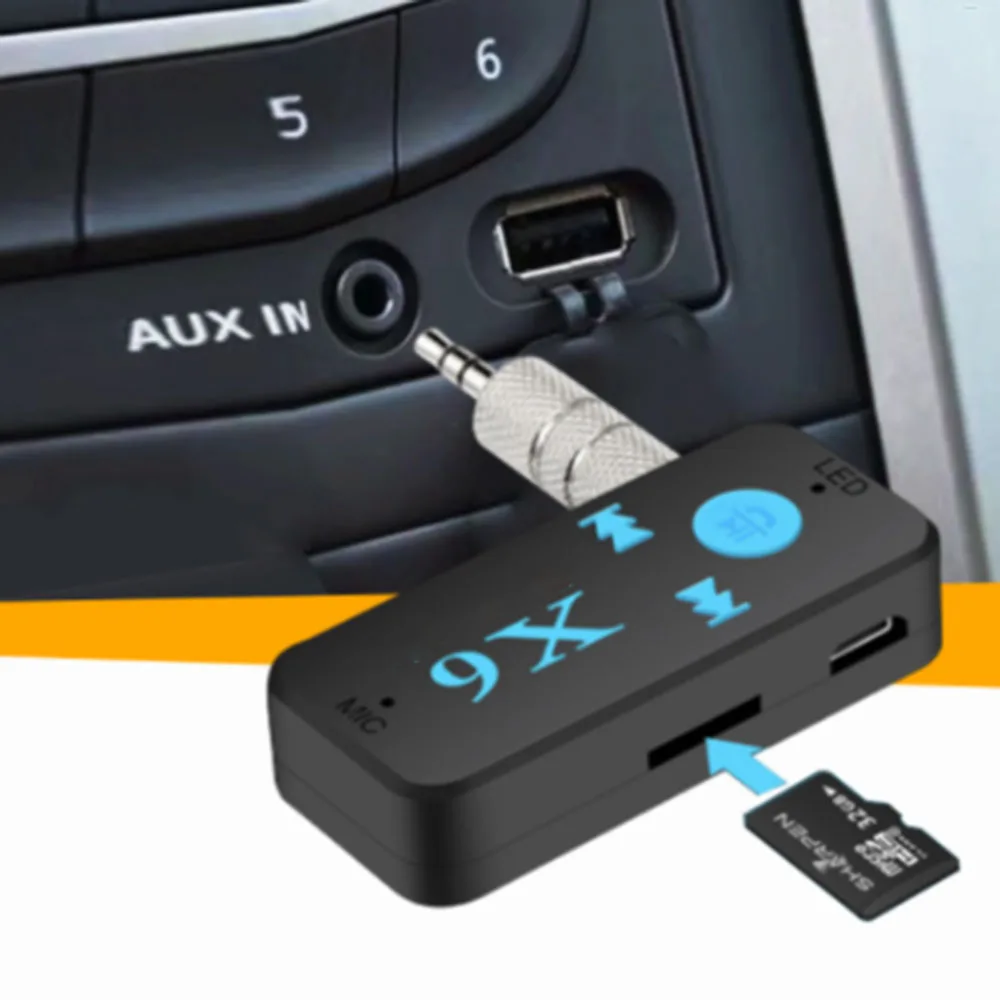 GIAUSA X6 Universal Bluetooth-compatible Receiver V4.1 for Tf Card Handfree Call Music Player Telephone Auto AUX In/Output MP3 |