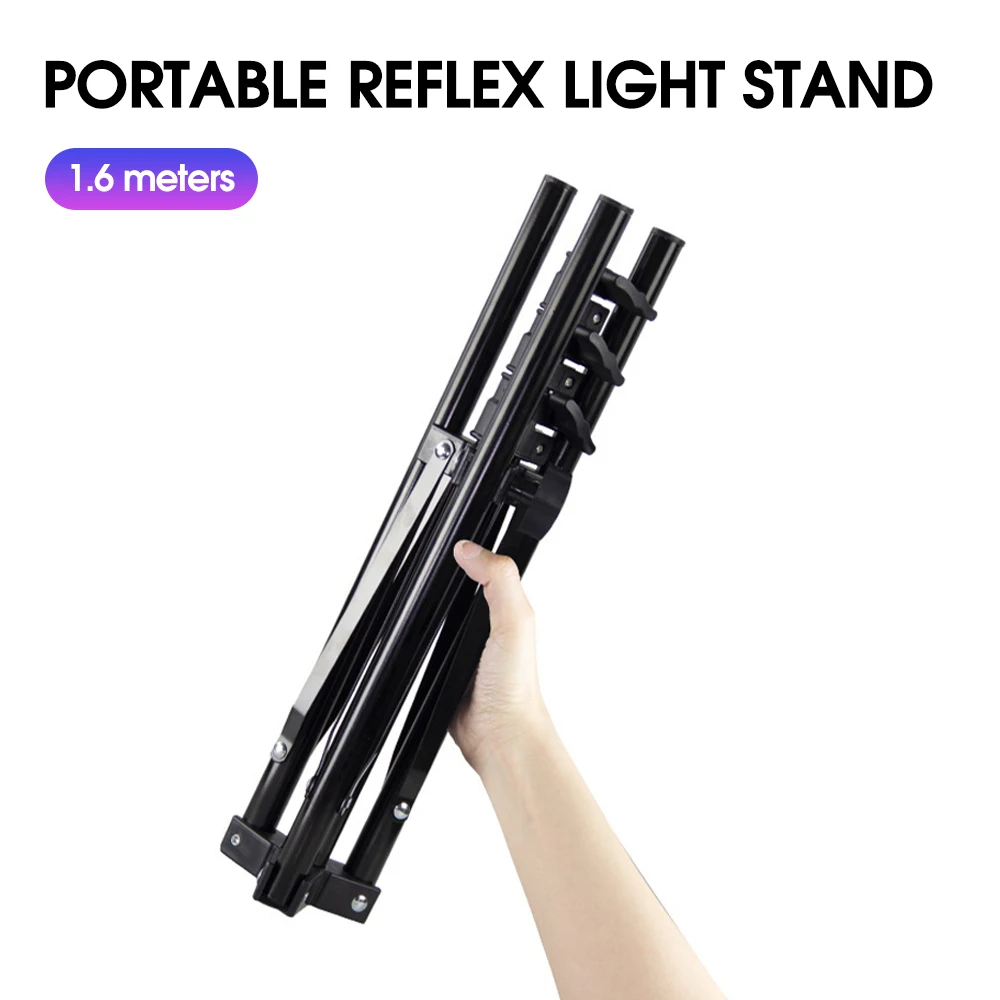 

Портативный штатив для освещения для фотосъемки, складной алюминиевый штатив 1,6 м с креплением на 1/4 интерфейса для вспышки