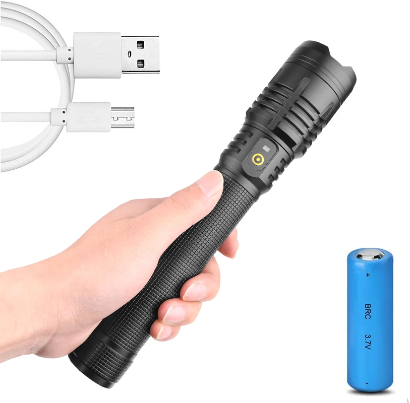 

Pocketman XHP50 LED Flashlight USB Rechargeable Flashlights Zoomable Torch Portable Hand Light Use 18650 Battery for Camping