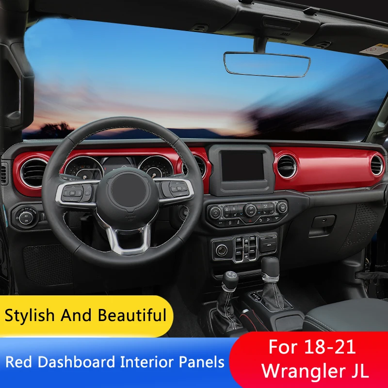 

QHCP Car Dashboard Center Control Panel Frame Cover Decorative Sticker For Jeep Wrangler JL 18-21 Interior Mouldings Accessories
