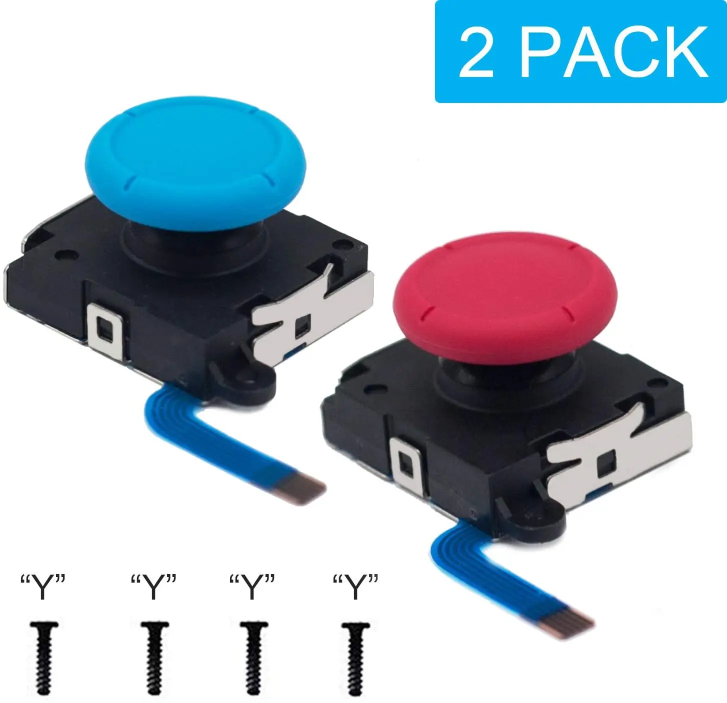 Original 3D Analog Joystick JoyCons Replacement Left/Right Repair Kit Thumb Sticks Sensor with 2 “Y” Screws for Nintend Switch |