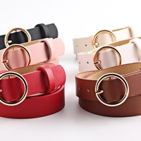 new gold round metal circle belt female gold silver black white pu leather waist belts for women jeans pants wholesale