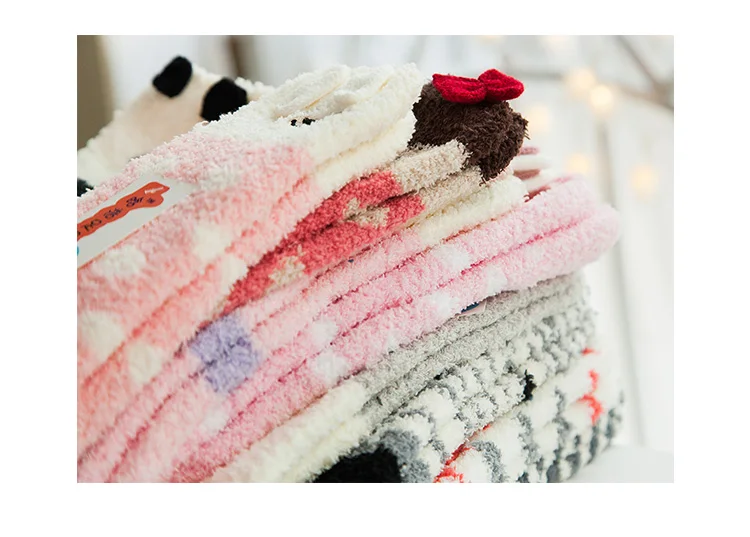 1pair fuzzy socks warm socks Embroidery Cartoon Casual Christmas Socks Towel socks Cute Sleep Socks Funny Socks Women kawaii Hot