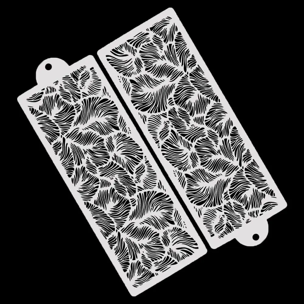 

2Pcs Bakeware DIY Template Pastry Making Peacock Feather Lace Mold Painting Stencil Cake Decorating Tools Fondant Mold