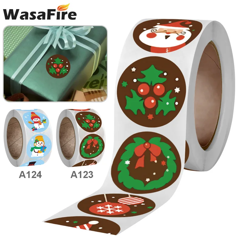 

500pcs Merry Christmas Stickers Christmas Tree Elk Candy Bag Decorative Sticker Wrapping Gift Box Label Christmas Tags