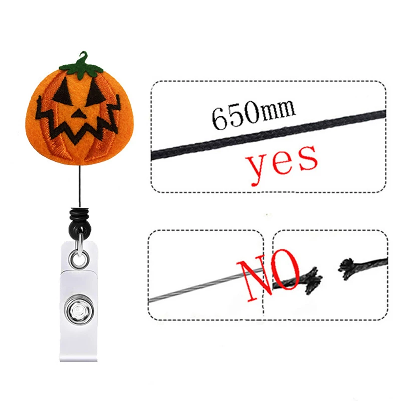 

15 Color Halloween Reel Reel Clip Badge Holder Students Arts Id Cardholder Pumpkin Ghost Hat Eye Buckle