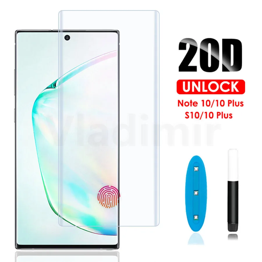 3D УФ изогнутое жидкое закаленное стекло с полным клеем для Samsung Galaxy S20 Ultra 5G Note 10 + S10