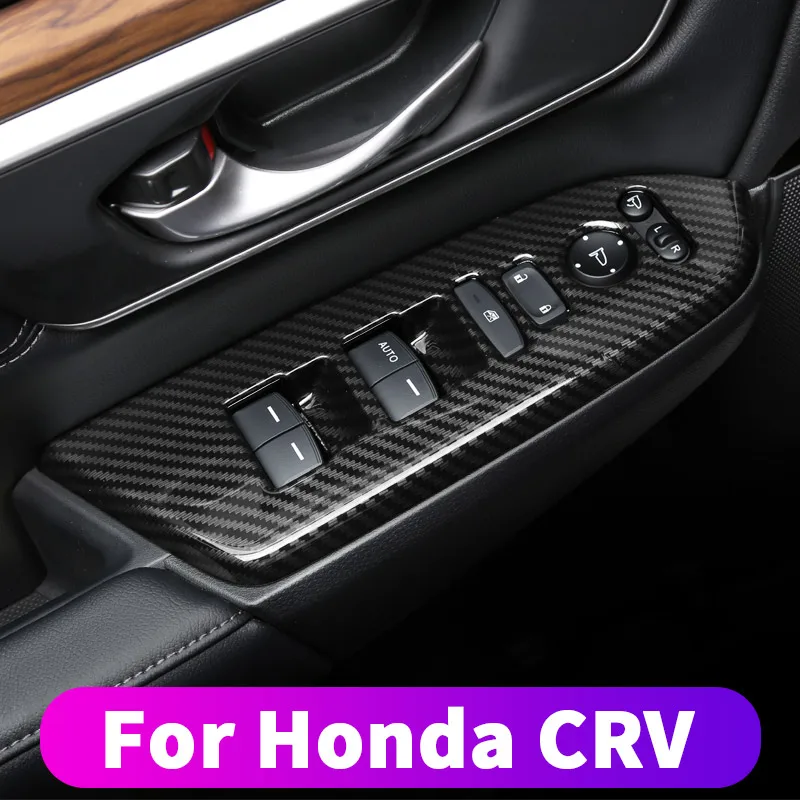 

Car Door Glass Switch Lift Panel For Honda CRV CR-V 2017 2018 2019 2020 2021 Carbon fiber Door Armrest Panel Interior Accessorie