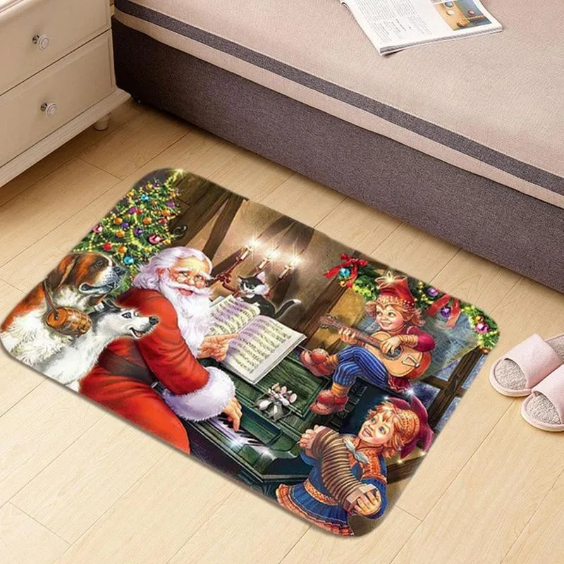 Рождественский дверной коврик для дома кухни ванной комнаты Санта-Клауса Декор