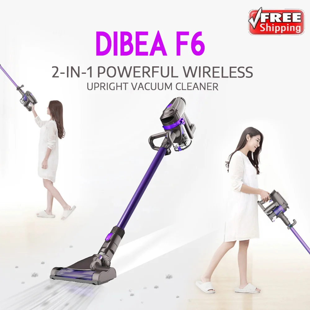 Dibea F6 2 в 1 мощный Беспроводной вертикальный пылесос с вращающимся чистящая