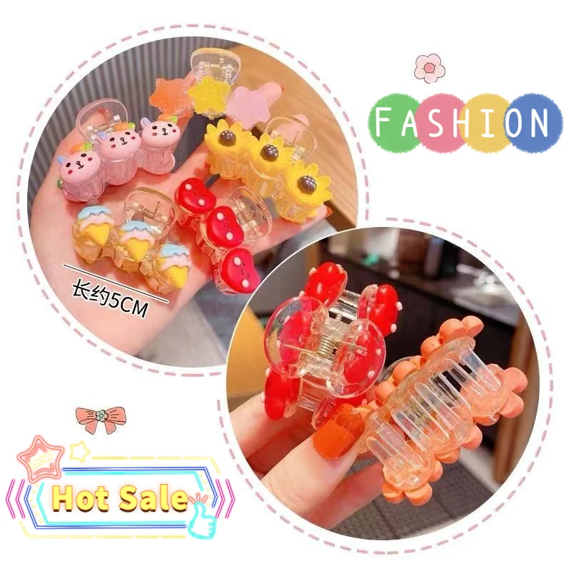 

Cartoon Hair Claw Cute Korean Style Accesorios Acrylic Fruits Gripper Children's Headdress Hairpin Floral Decorate Hair Clips