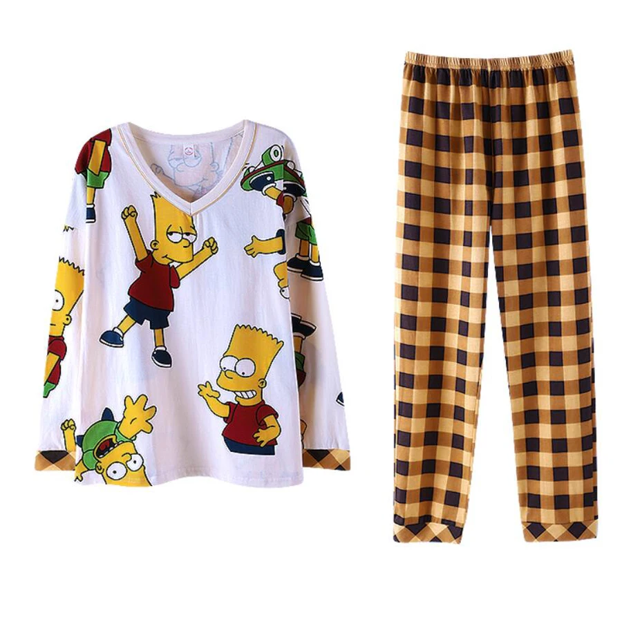 

100% хлопок, женская пижама, одежда для сна, женская пижама, женская Свободная Домашняя одежда, одежда для сна, топы и брюки, комплект Pj