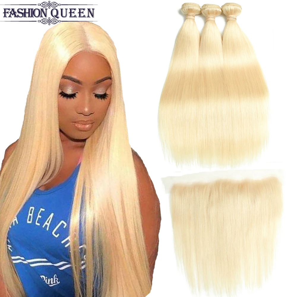 Прямые человеческие волосы пучки с закрытием бразильские плетение 13*4 кружевными