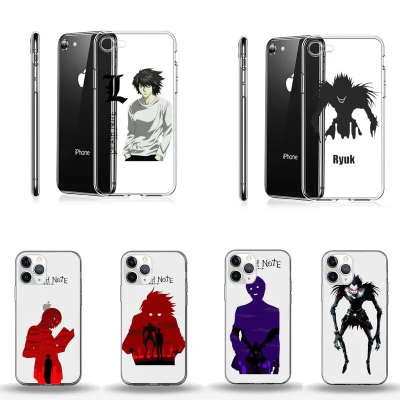 

death note L ANIME Phone Case Transparent for iPhone Samsung A S 11 12 6 7 8 9 10 20 Pro X XS Max XR Plus lite Clear mobile bag