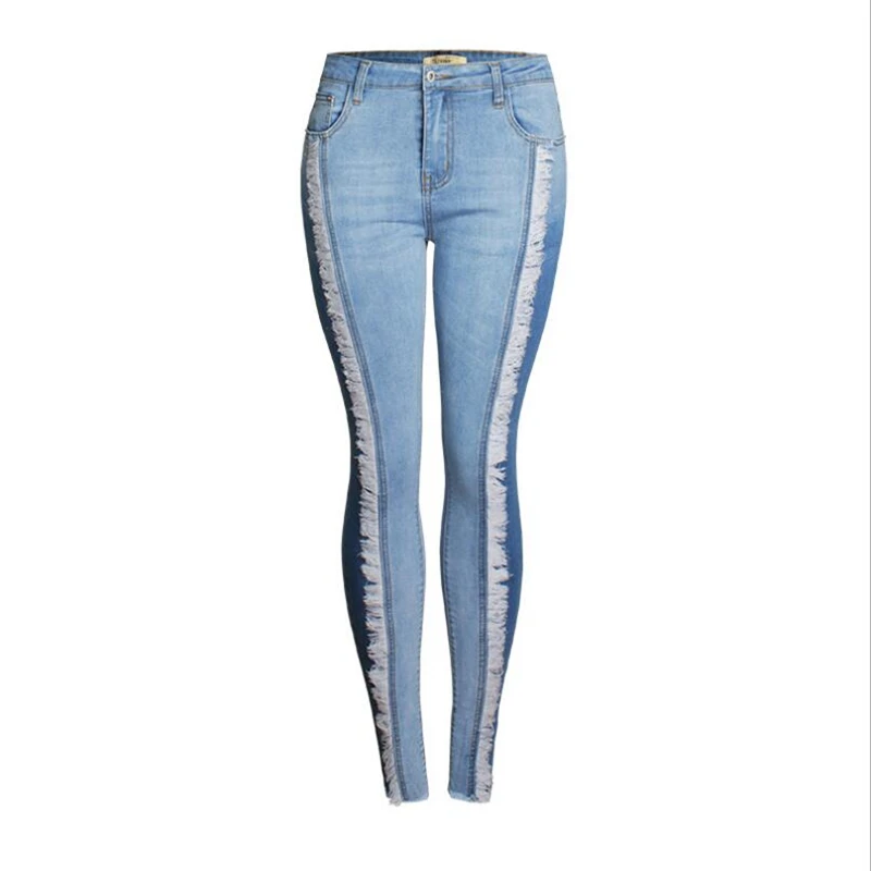 Джинсы женские облегающие с высокой талией модные брюки стрейч из денима