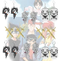 anime yuyu hakusho earring kuwabara kazuma sword of trial pendants hanging dangle hiei black dragon fashion jewelry accessories