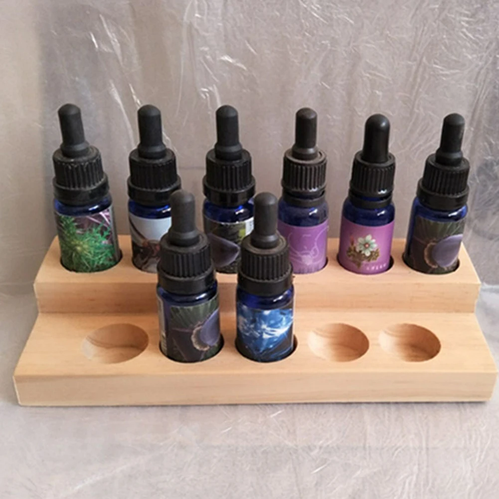 11 Compartments Essential Oil Display Stand Shelf Wooden Exquisite Rack With Grooves Can Hold 15ml Bottles #W0 | Дом и сад
