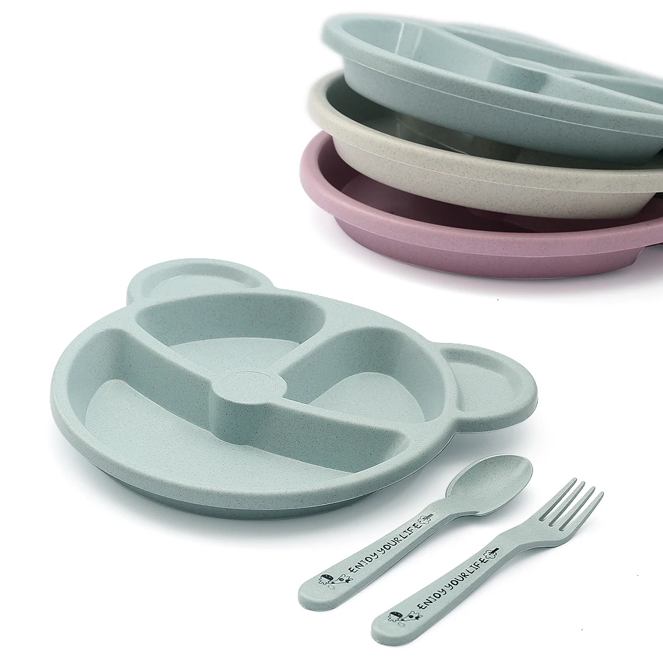 Tigela baby Talheres Fork Colher Feeding BPA Free дети из мультфильмов детские блюда для еды