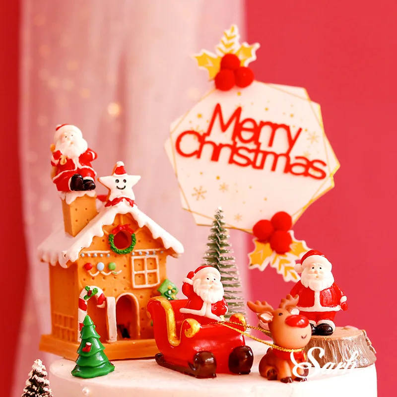 Рождественский мини Топпер для торта Санта Клауса детского праздника Снеговик