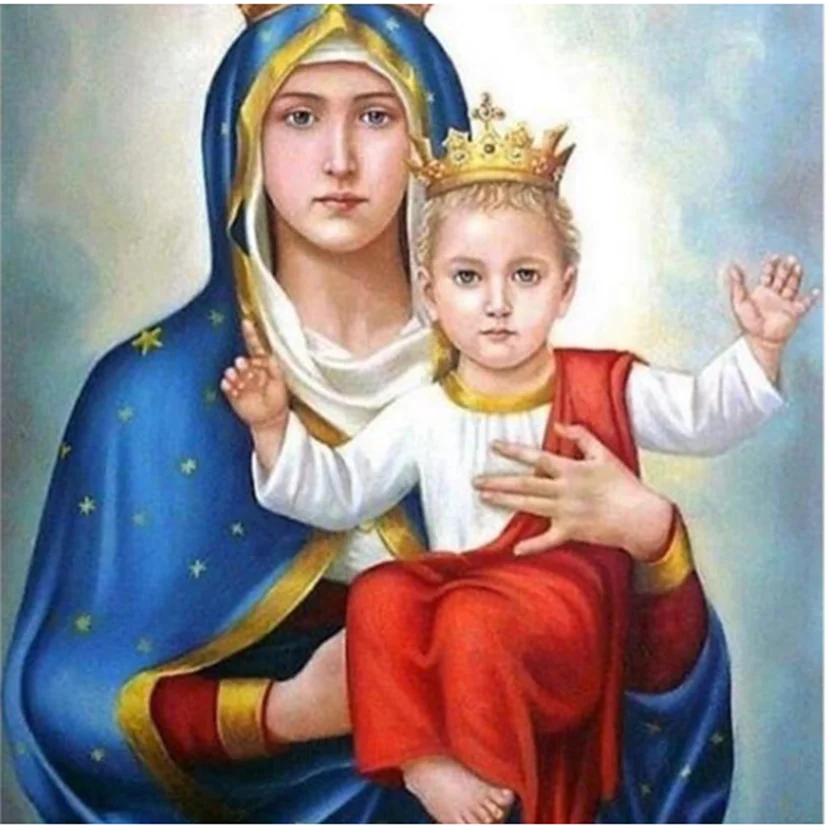 5D алмазная живопись «сделай сам», квадратная/круглая алмазная живопись, фигурка религиозной матери и ребенка, красивая картина, вышивка крестиком, мозаика G1041