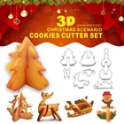 8 шт. 3D Трехмерная форма для печенья из нержавеющей стали, резаки для тортов, Рождественский имбирный домик, ручные инструменты для печенья