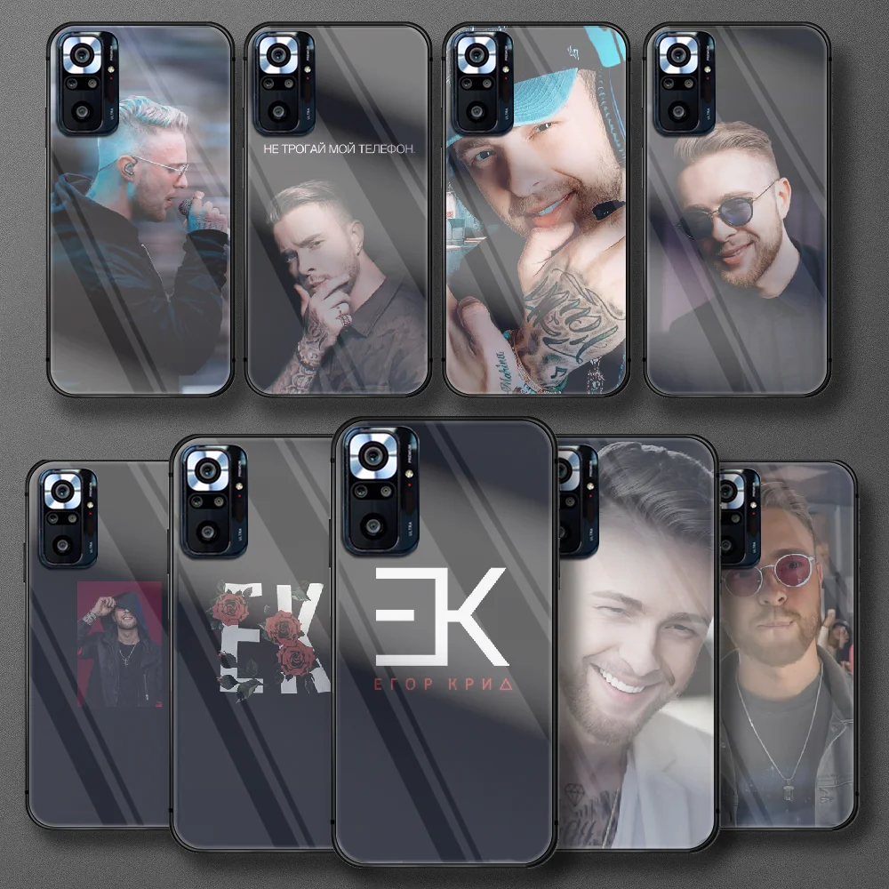 

Egor Kreed EK Tempered Glass Phone Case For Xiaomi Redmi Note 7 8 9 10 A C T S Pro K40 Cover Cell Cell Hoesjes Luxury Prime