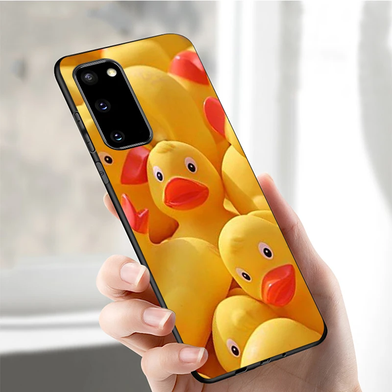 Yellow duck cute Black Silicone Phone Case For Samsung S21 S20 A11 S10 S10E S9 S8 Plus Lite Note10 Note20 Ultra TPU Cover | Мобильные