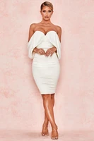 2020 new women elegant strapless long sleeve bandage dress vestido celebrity evening party dresses dropshipping