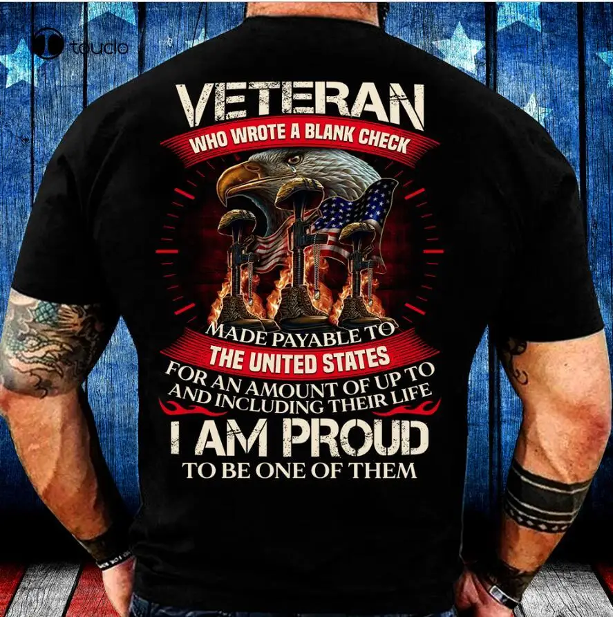 

New Veteran T-Shirt Backside Memorial Day Eagle Soldier Army Mens Gift Shirt Cotton T Shirt